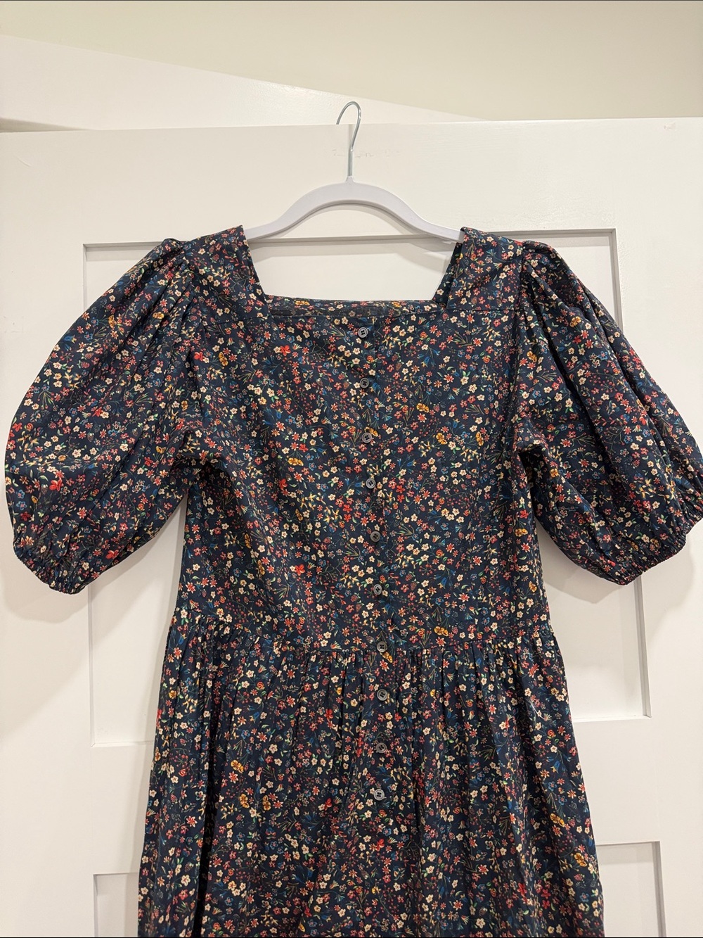 DÔEN Nymphea Blue Liberty Floral Button Back Midi Dress S - Picture 2 of 10